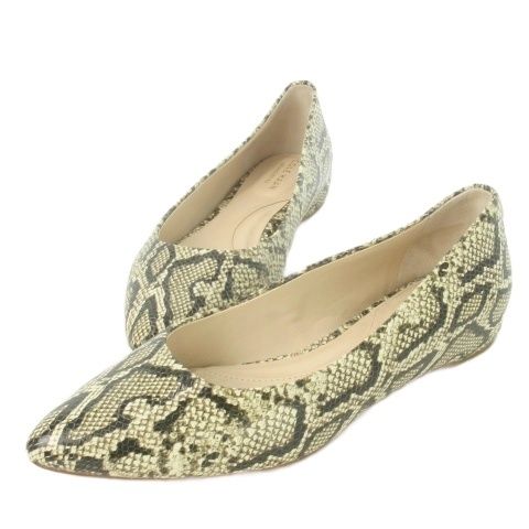 コールハーン COLE HAAN BRENNA SKIMMER フラットパンプス アーモンドトゥ レザー 革 型押し パイソン 大きいサイズ 8 25.0 cm グレー ベージュ CK 20 GY 18