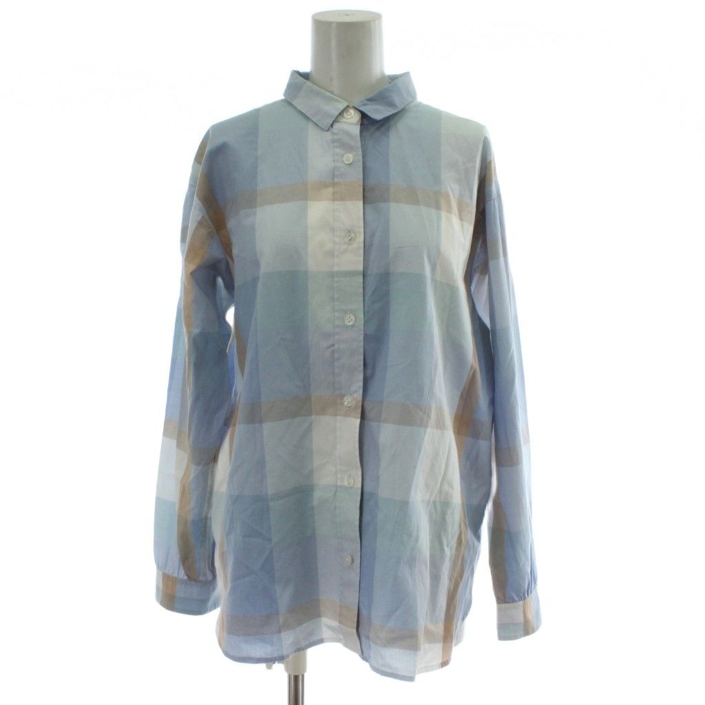 ブルーレーベルクレストブリッジ BLUE LABEL シャツ ブラウス 38 長袖 青 ブルー マルチ チェック柄 55 M 56 710 22 PP GY 18