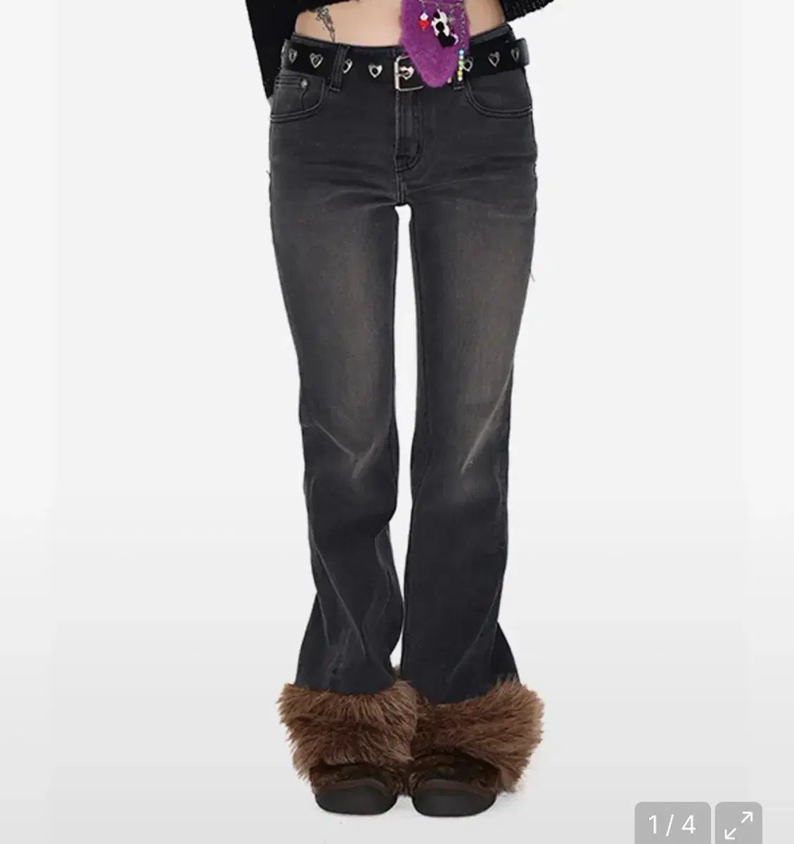 ユースバッス Fur hem denim pants ファー デニム ズボン