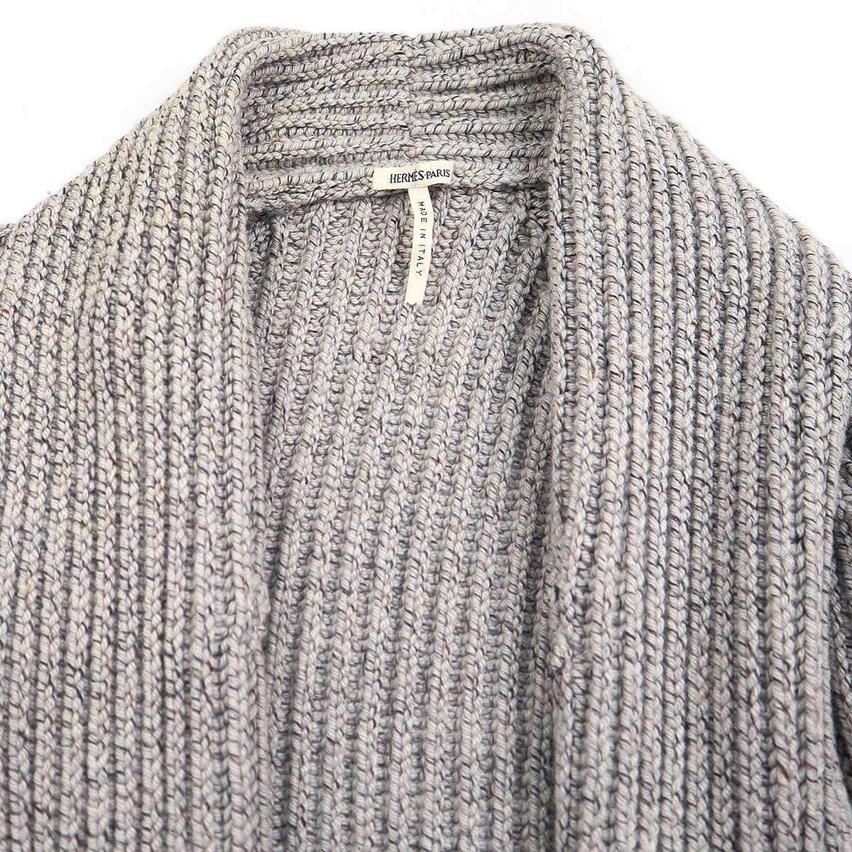 HERMES マルジェラ期 カシミヤシルクセーター グレー HERMES - エルメス マルジェラ期 ツイルレーヌ シルク切替 カシミヤ