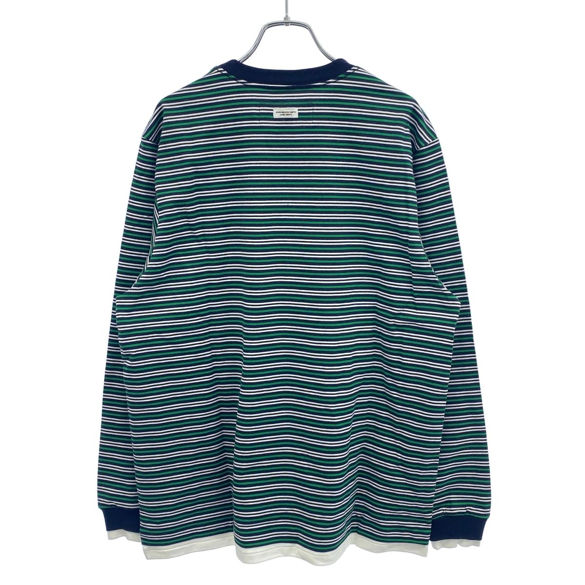 JOHN MASON SMITH ジョン メイソン スミス 25 AW COTTON BORDER LAYERED L S T-SHIRT ロングスリーブボーダーカットソー グリーン