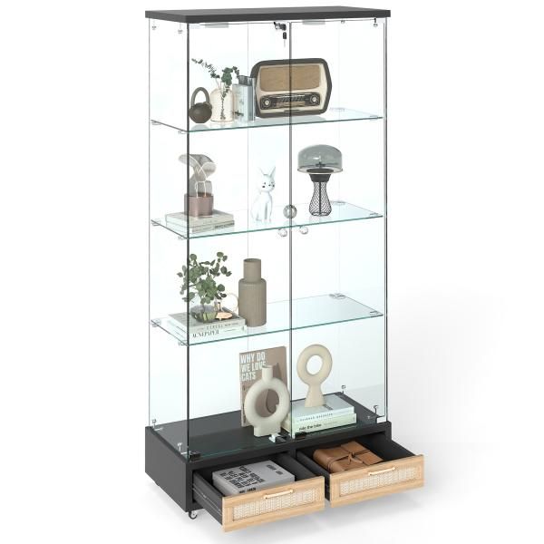 ガラス収納キャビネット コレクションケース 4段 ハイタイプ 飾り棚