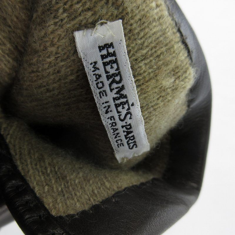 エルメス HERMES レザー グローブ 手袋 セリエボタン ラムレザー