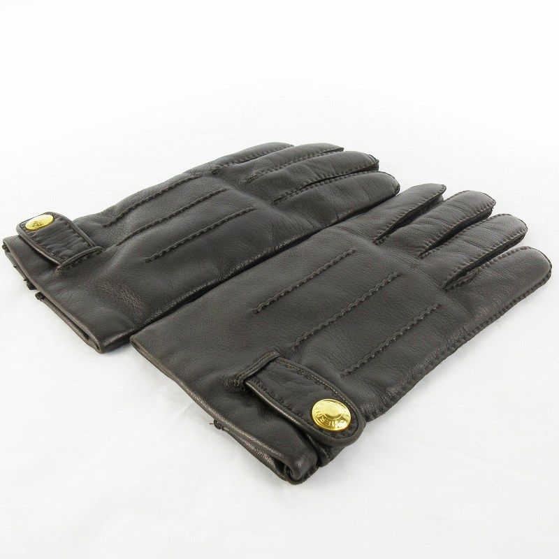 エルメス HERMES レザー グローブ 手袋 セリエボタン ラムレザー