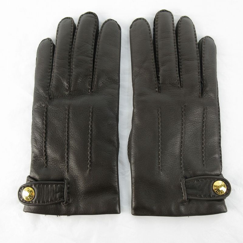 エルメス 革手袋 ラムレザー エルメス HERMES レザー グローブ 手袋 セリエボタン ラムレザー