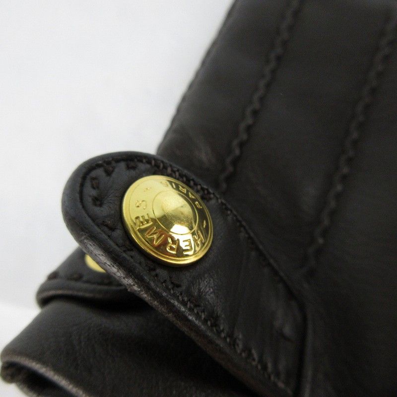 エルメス HERMES レザー グローブ 手袋 セリエボタン ラムレザー