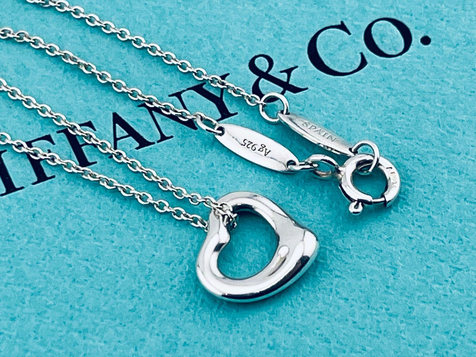 a 180 Tiffany-Co. ティファニー オープンハート ネックレス シルバー 925 正規チェーン チェーン