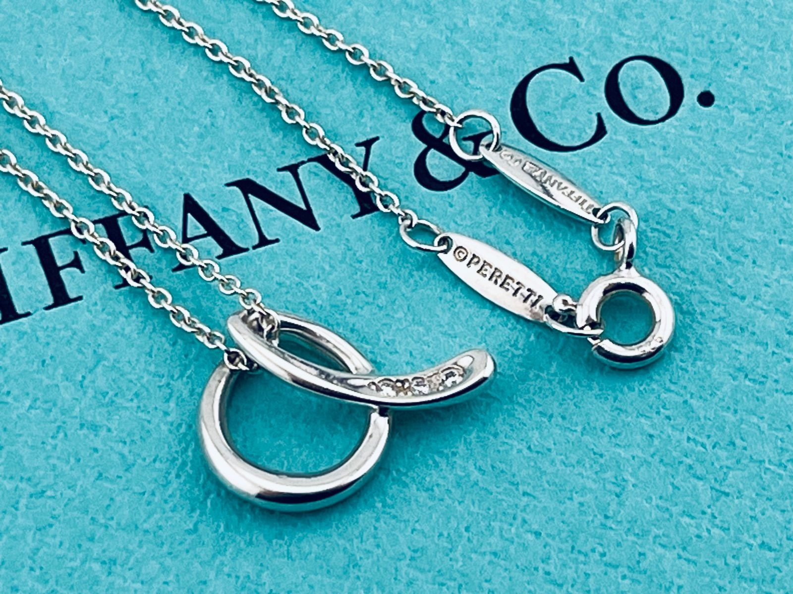 a 181 超 Tiffany-Co. ティファニー 3 P ダイヤモンド アルファベット イニシャル ネックレス シルバー 925ダイヤ