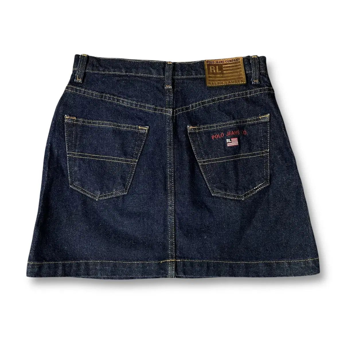 30 POLO RALPH LAUREN インディゴデニム スティッチ ミニスカート