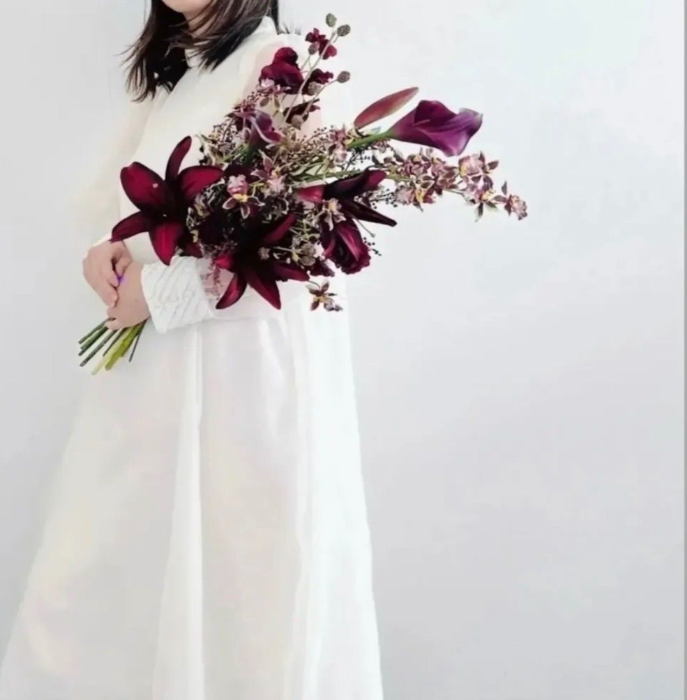 ボルドー-Bordeaux、テラコッタ衿のウェディングブーケ-bouquet