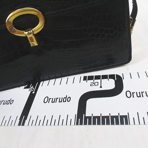 ショルダーバッグ ゴールド金具 ブラック 黒系 クロコダイル レザー