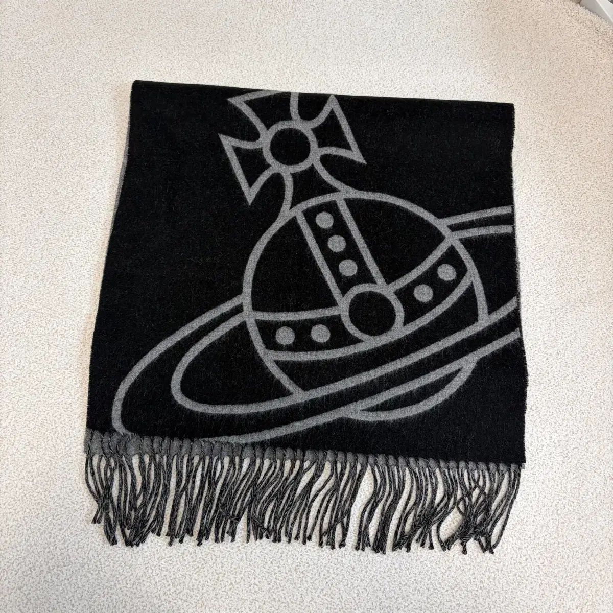 VIVIENNE WESTWOOD ヴィヴィアン ウエストウッド リバーシブル ウール マフラー ブラック グレー