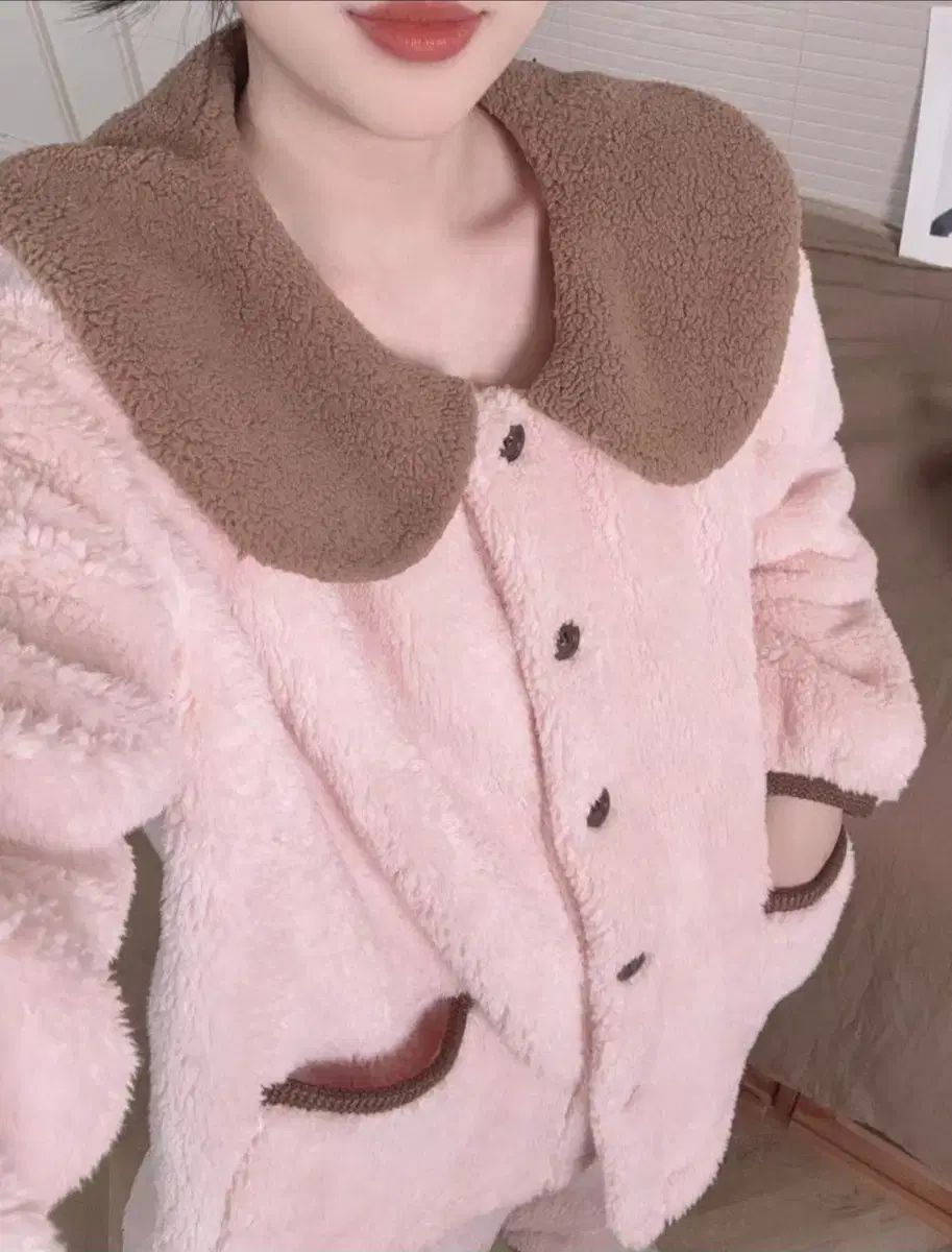  ピンク色のクマ ドール フリース パジャマ セット ルームウェア ルームウェア パジャマ