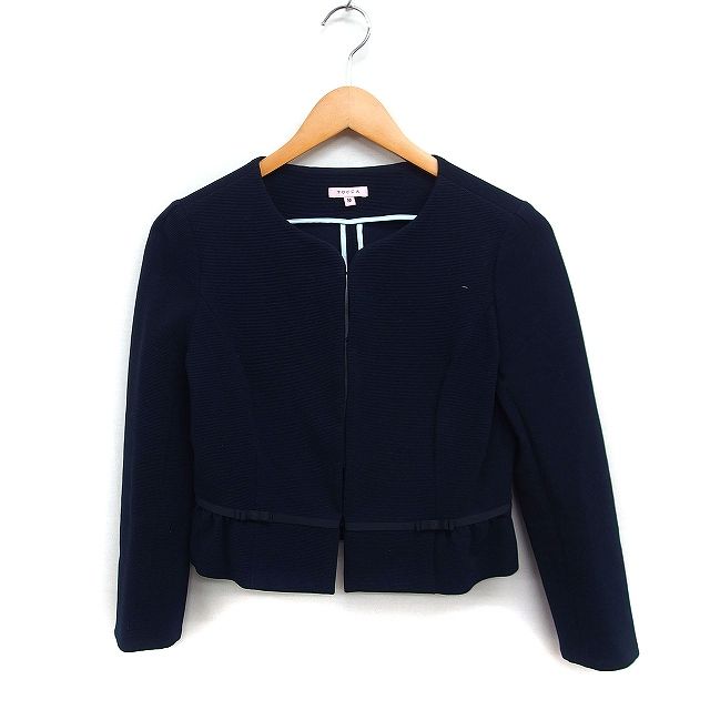 トッカ TOCCA ノーカラー ジャケット クロップド丈 リボン 無地