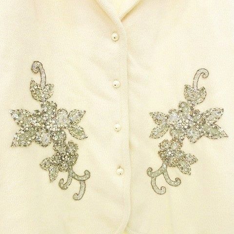 エスカーダ ESCADA スパンコール装飾 ニット ジャケット 42 アイボリー