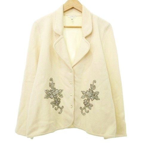 エスカーダ ESCADA スパンコール装飾 ニット ジャケット 42 アイボリー