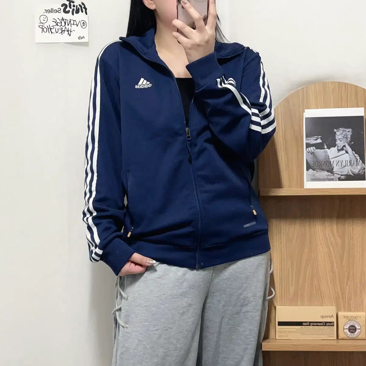 正規品 adidas アディダス ネイビー 3本線 トラックジャージ 95 【公式 
