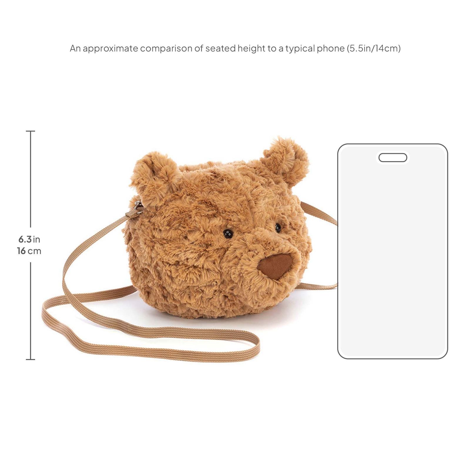 Jellycat Bartholomew Bear ぬいぐるみバッグ、7インチ - クロスボディ