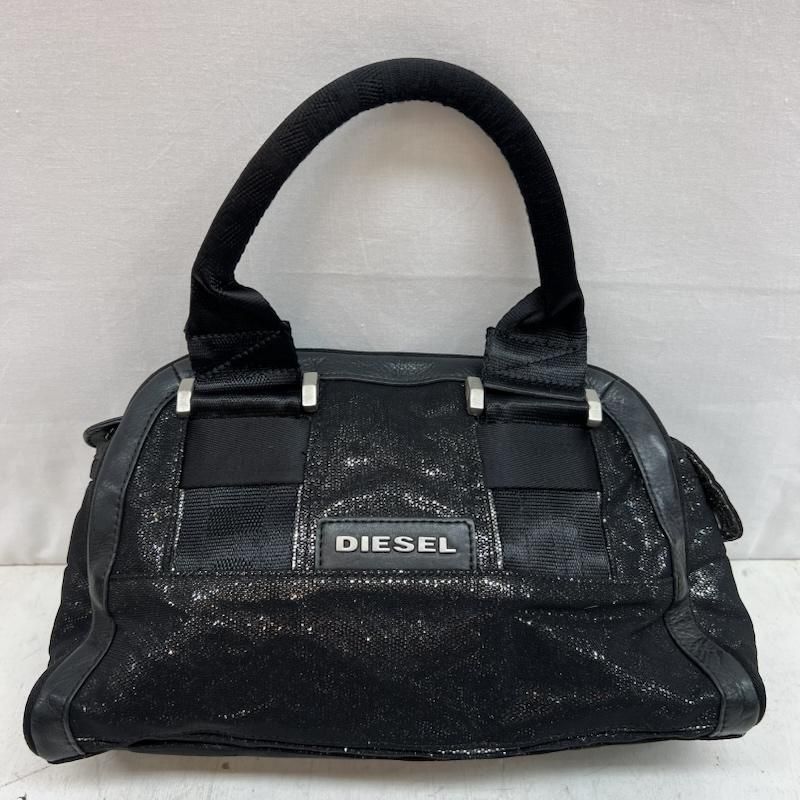 ディーゼル 00s レザー切替 ラメ ミニ ボストン ハンドバッグ y2k