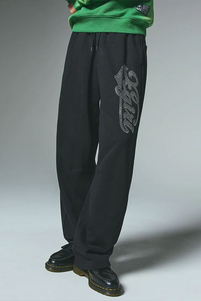  X girl エックスガール RHINESTONE CURSIVE LOGO SWEAT PANTS スウェットパンツ BLACK レディース その他 パンツ