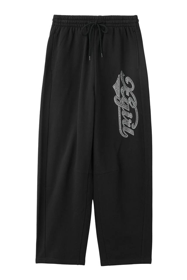 X girl エックスガール RHINESTONE CURSIVE LOGO SWEAT PANTS スウェットパンツ BLACK レディース