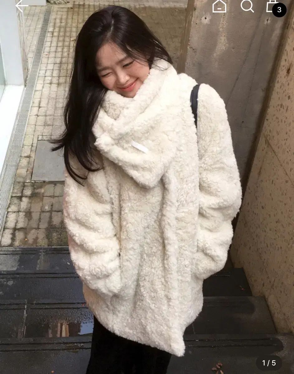 オブベイジー シアリング ハーフ コート マフラー セット アイボリー