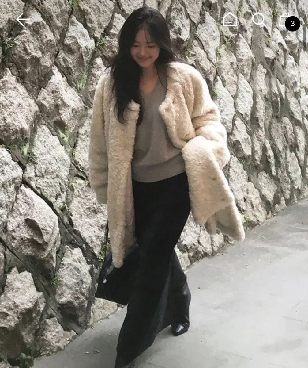 オブベイジー シアリング ハーフ コート マフラー セット アイボリー