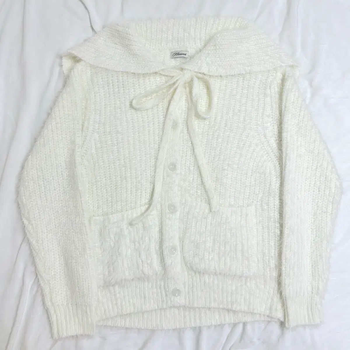  ホームページ クリッシー バニラ プリン ファー カーディガン 白 アイボリー 長袖 カーディガン ボレロ アンサンブル