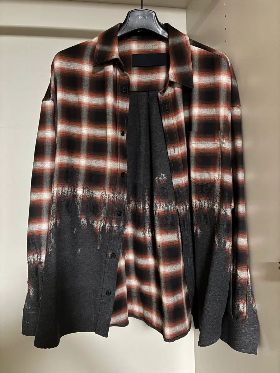 ジュンジェイ グレー グラデーション チェックパターン シャツ 46