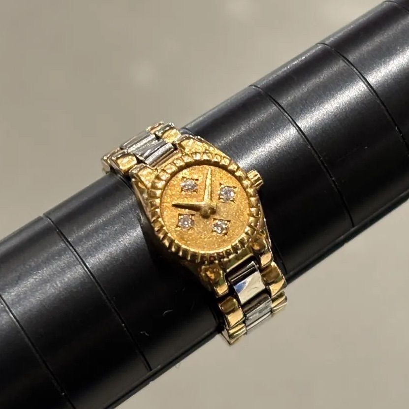 K 18 Pt 900 時計モチーフ ダイヤモンド リング 指輪 15〜15 5号