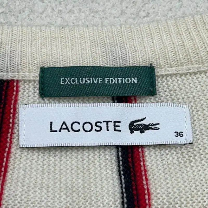  LACOSTE x ビームス 日本版 ストライプニットカーディガン 36 長袖 カーディガン ボレロ アンサンブル