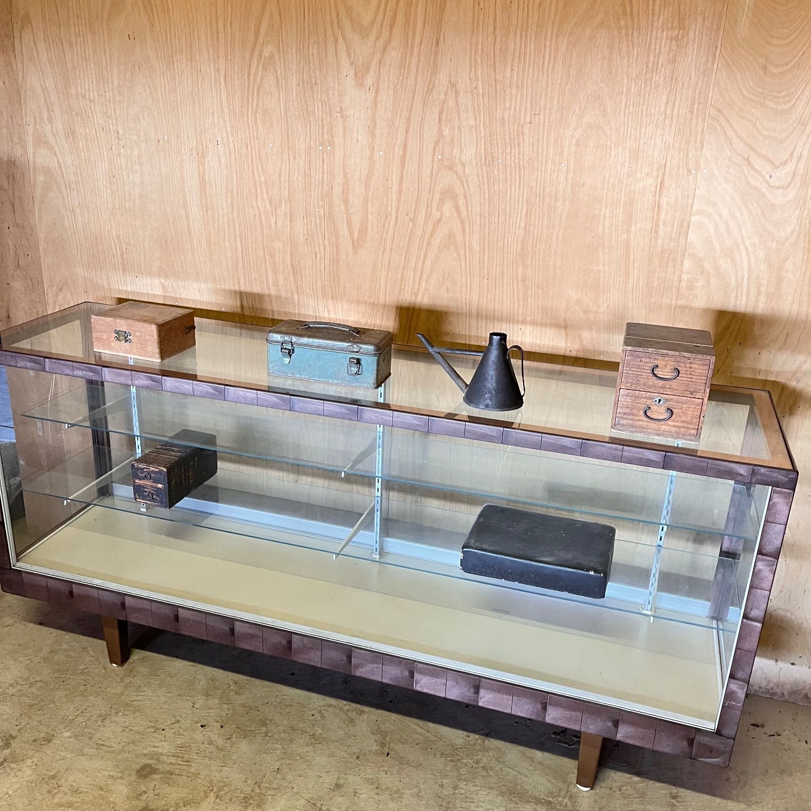ヴィンテージ ガラスショーケース 古家具 古道具 店舗什器