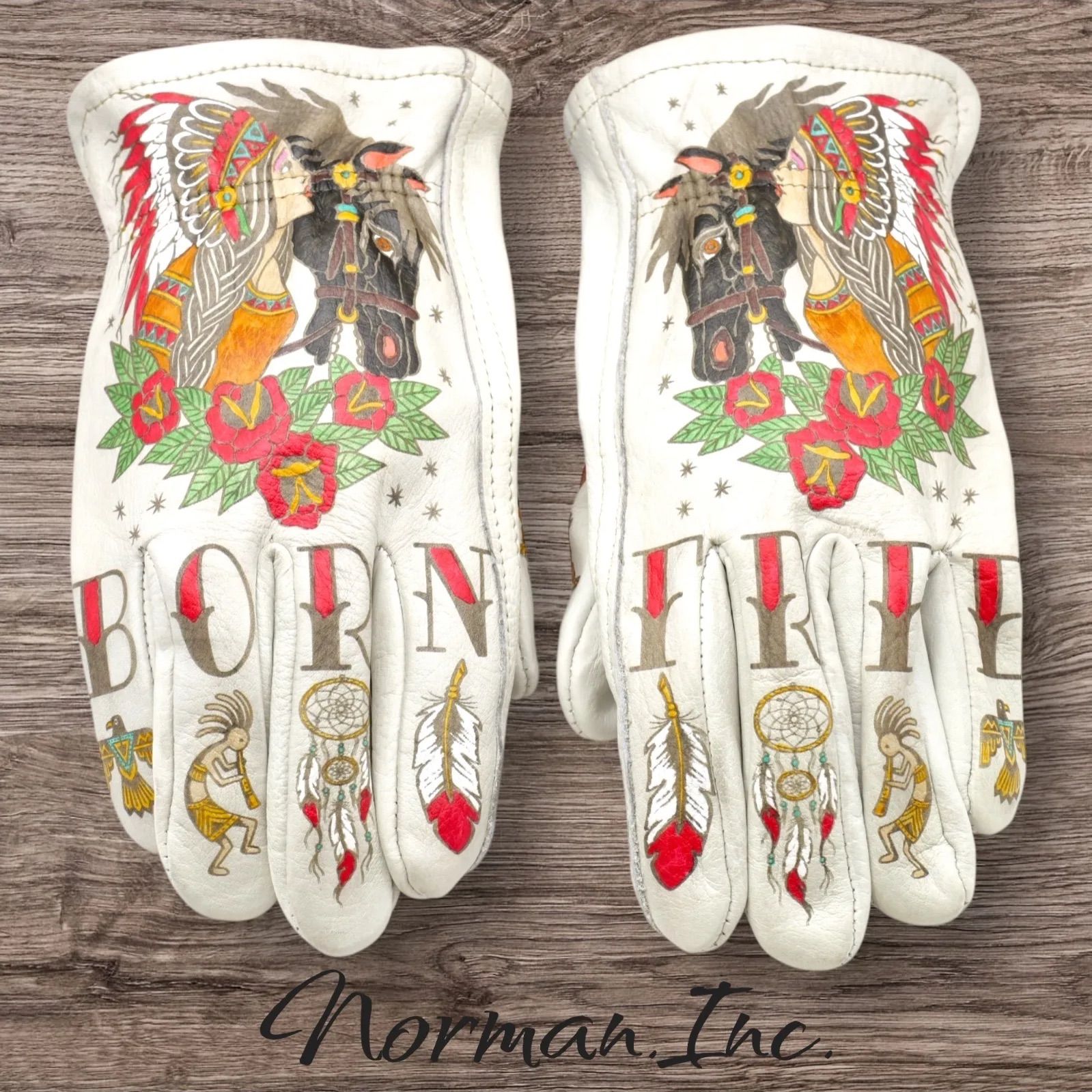 牛革 レザーグローブ ホワイト 白 アメリカン バイク ハーレー