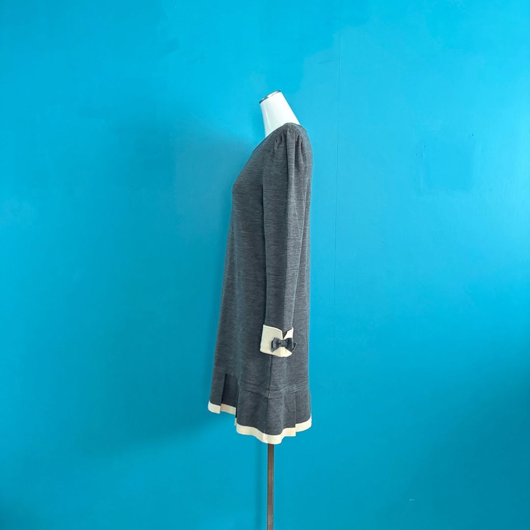 1304 エムズグレイシー ニットワンピース リボン袖 グレー 40 ウール