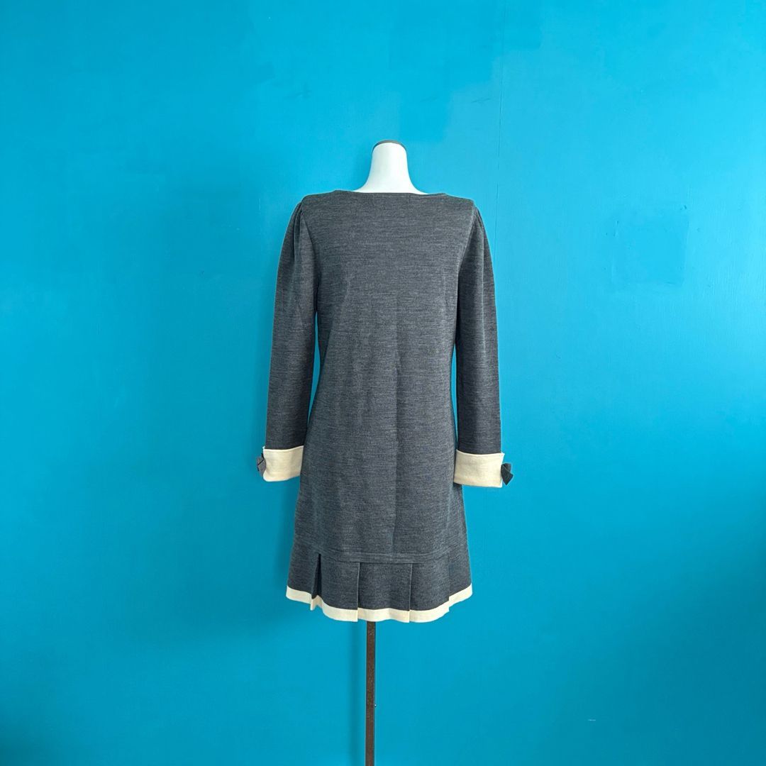 エムズグレイシー　ニット　ワンピース　リボン　グレー　40 1304 エムズグレイシー ニットワンピース リボン袖 グレー 40 ウール