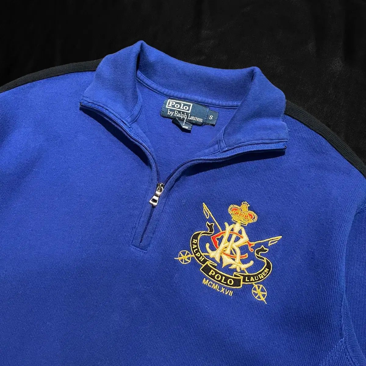 ポロラルフローレン ブルー 刺繍 ハーフジップ トレーナー スウェット トップス メンズ
