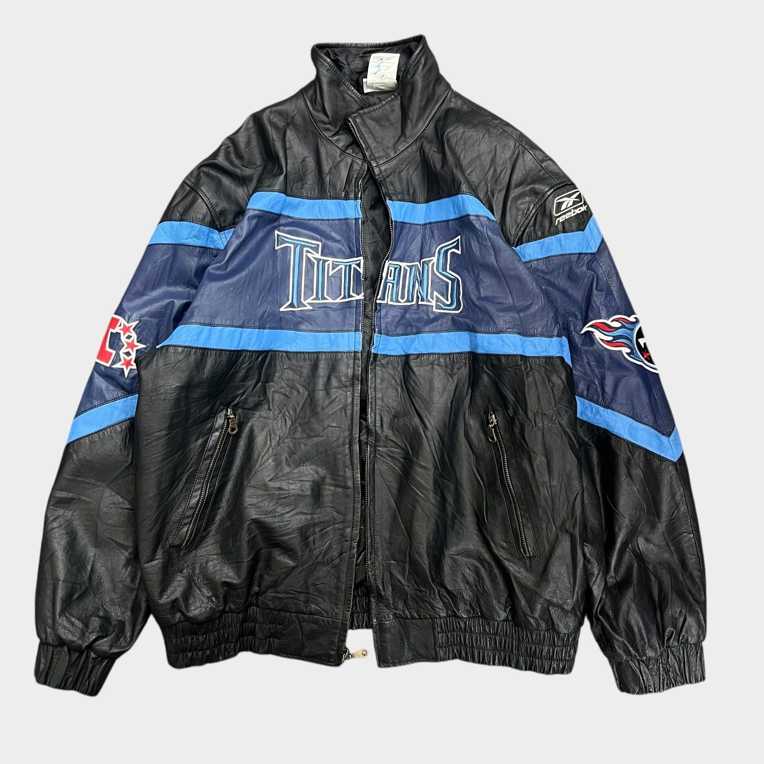 リーボック 古着 レザージャケット スタジャン REEBOK Titans