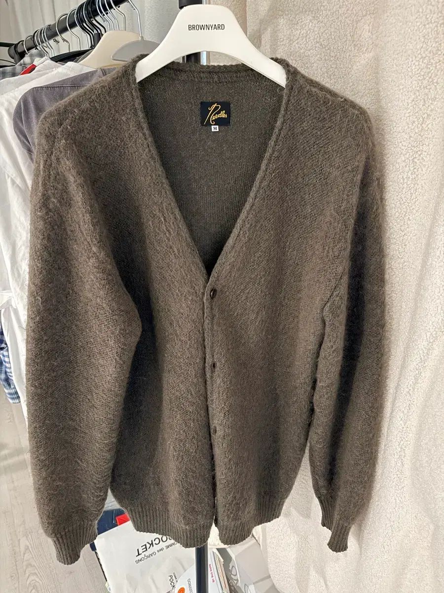 M ニードルズ モヘア カーディガン チャコール