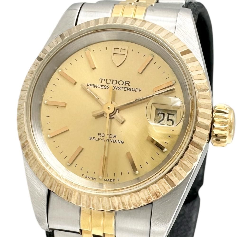 TUDOR チューダー チュードル 92413 N プリンスデイト 腕時計 ステンレススチール YG 自動巻き オートマ シャンパン文字盤 ゴールドシルバーコンビベルト レディース