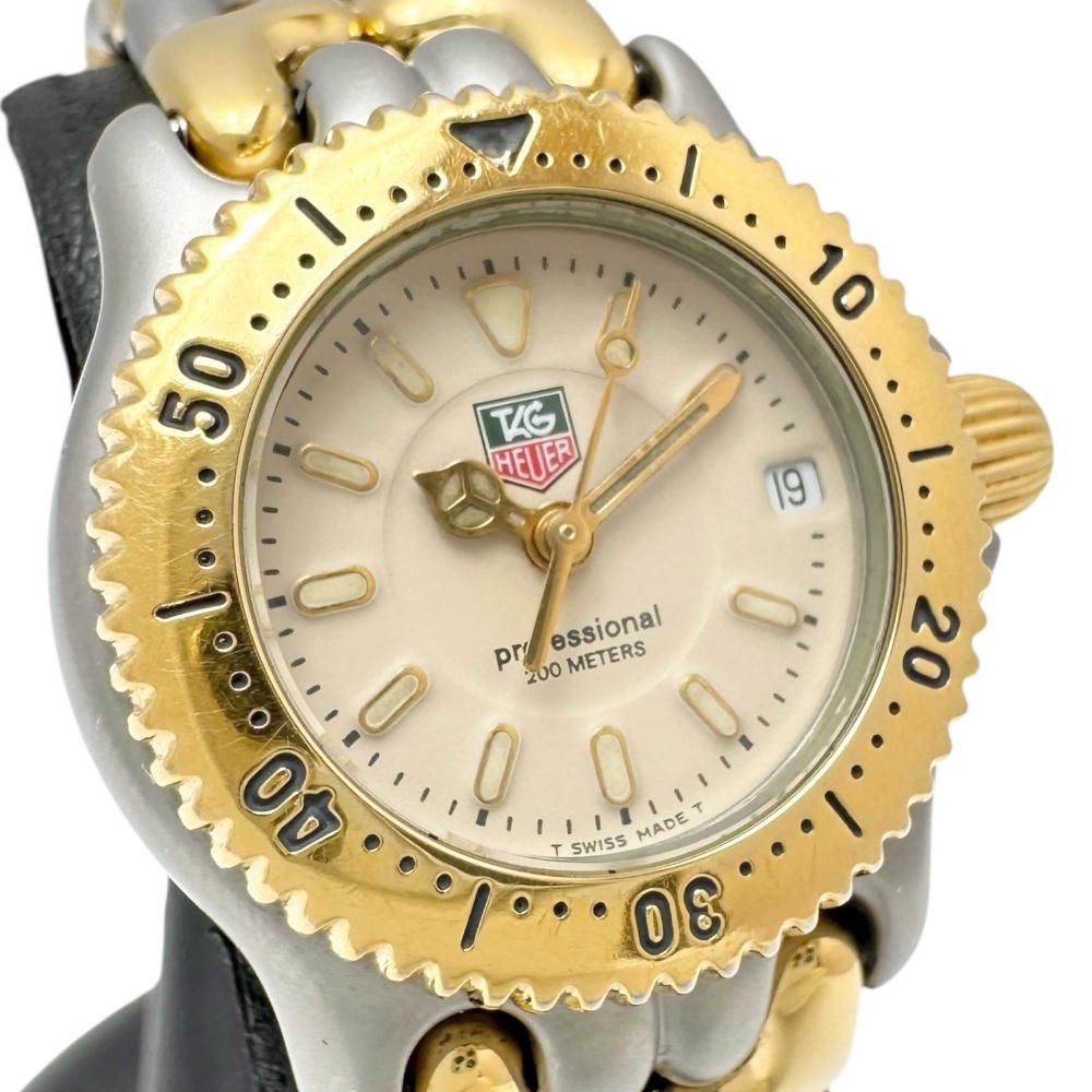 TAG HEUER タグホイヤー WG 1421-0 プロフェッショナル 200 腕時計 ステンレススチール GP クオーツ ベージュ文字盤 ゴールドシルバーコンビベルト レディース NN