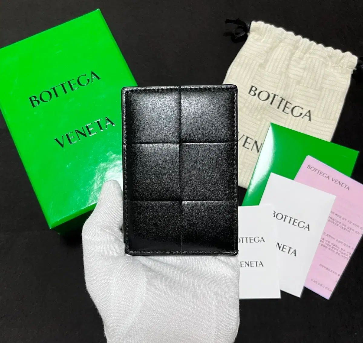 S フルセット ボッテガ ヴェネタ カーフスキン カードウォレット ブラック