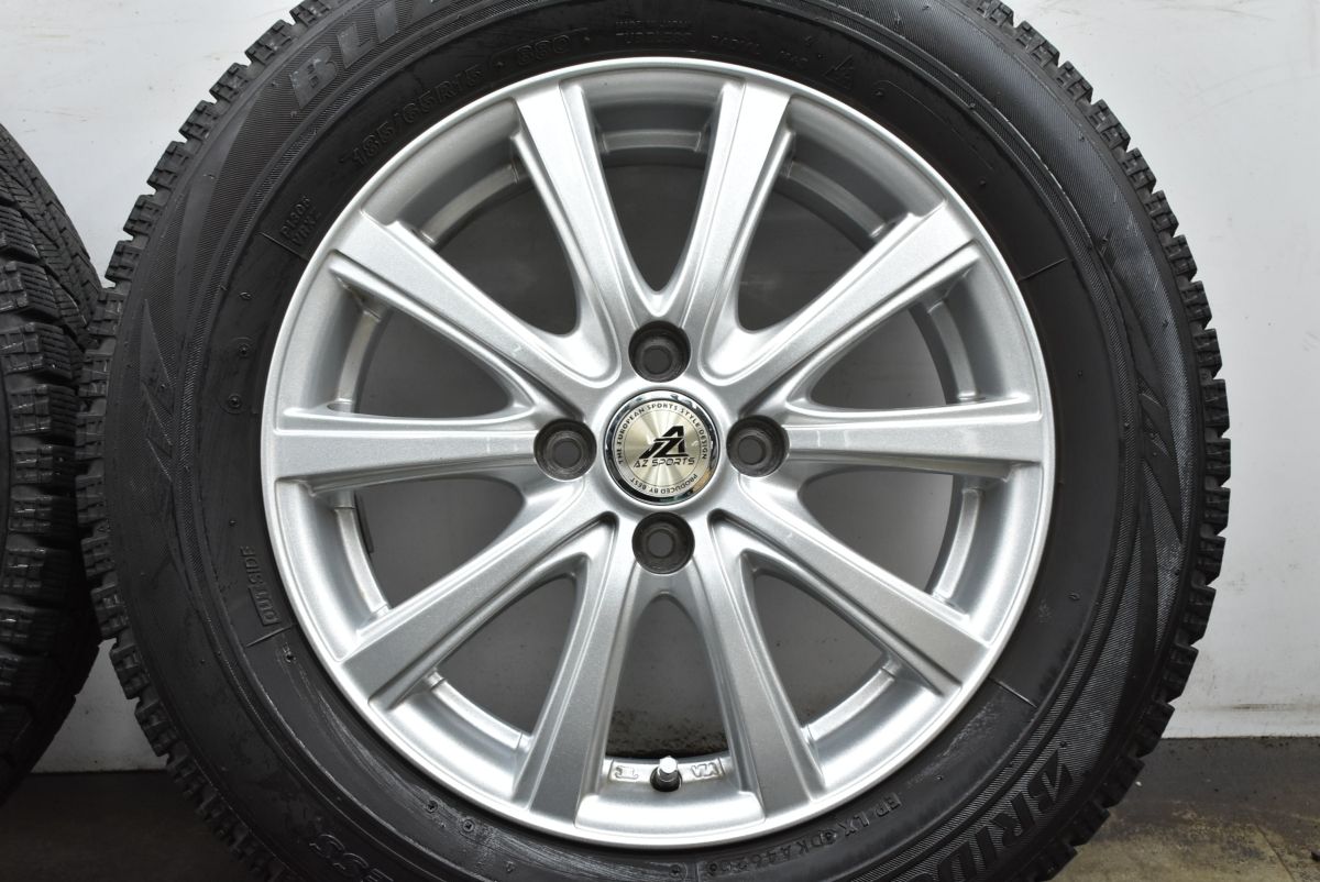  AZ SPORTS 15 in 5 J 43 PCD 100 ブリヂストン ブリザック VRX 185 65 R ノート アクア フィールダー MAZDA 2 スタッドレス 15インチ タイヤ ホイールセット