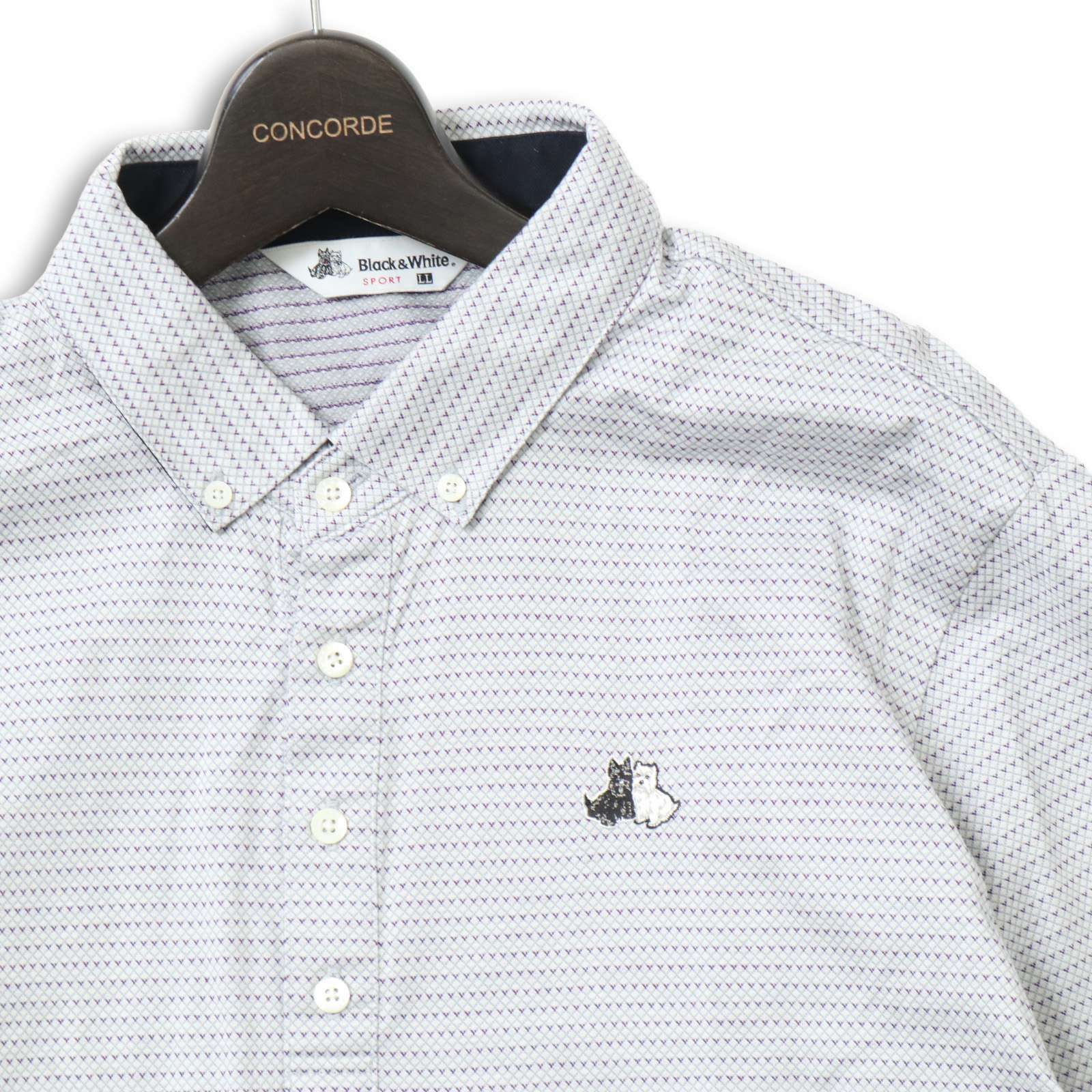 BLACK&WHITE ブラック＆ホワイト ゴルフ 通年☆ 総柄 長袖 ボタン