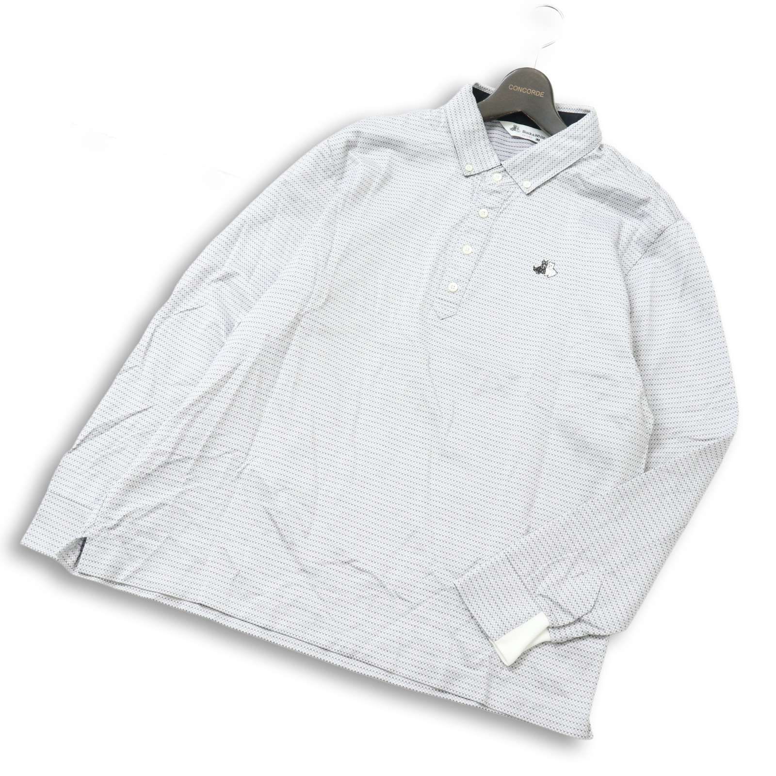 BLACK&WHITE ブラック＆ホワイト ゴルフ 通年☆ 総柄 長袖 ボタン