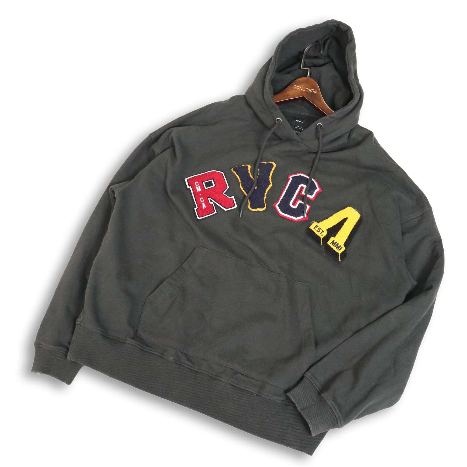 23SS RVCA ルーカ 通年 ロゴ ワッペン スウェット プルオーバー パーカー フーディー Sz.L メンズ