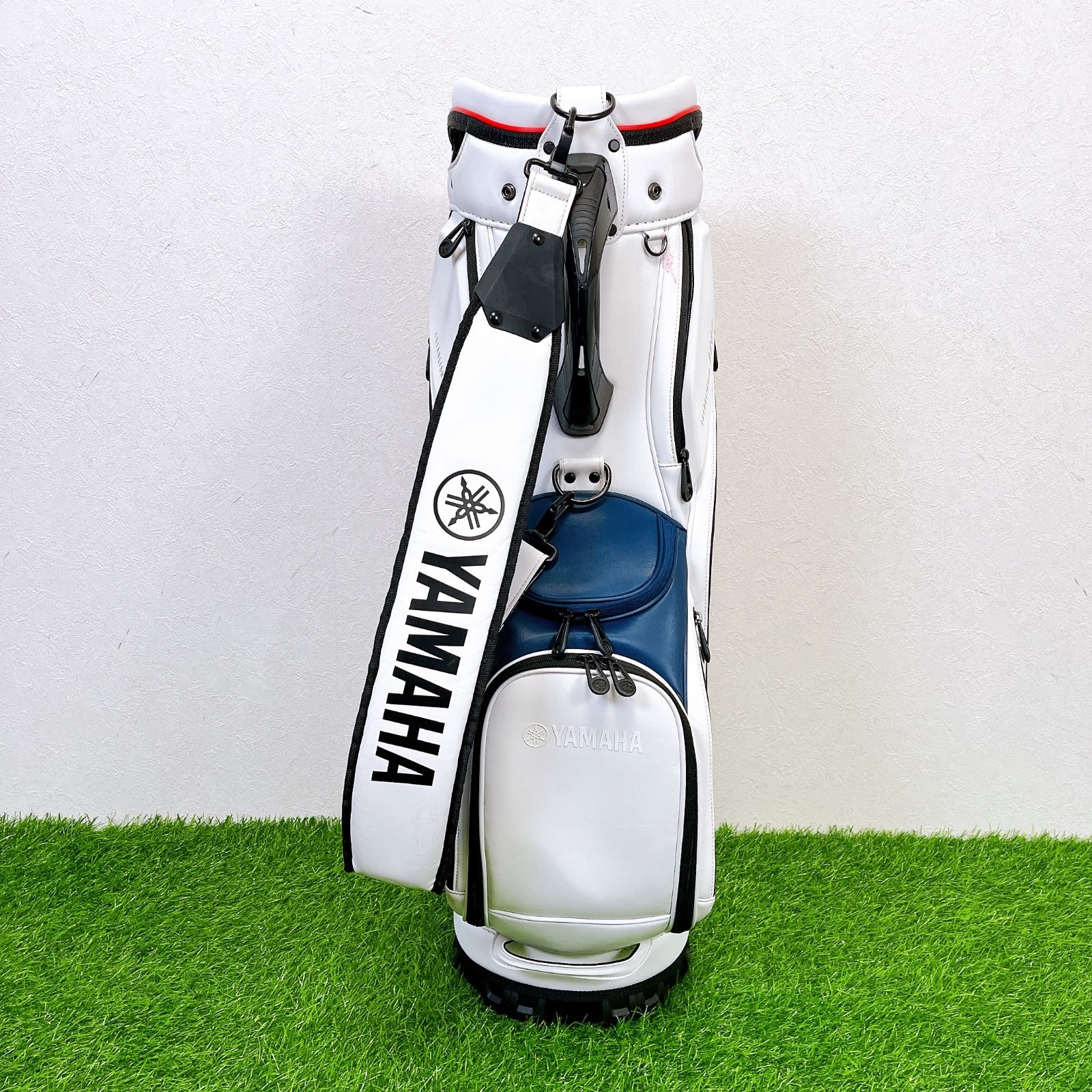 YAMAHA キャディバッグ 白×赤 ヘッドカバー付 ツアー系デザイン ゴルフ