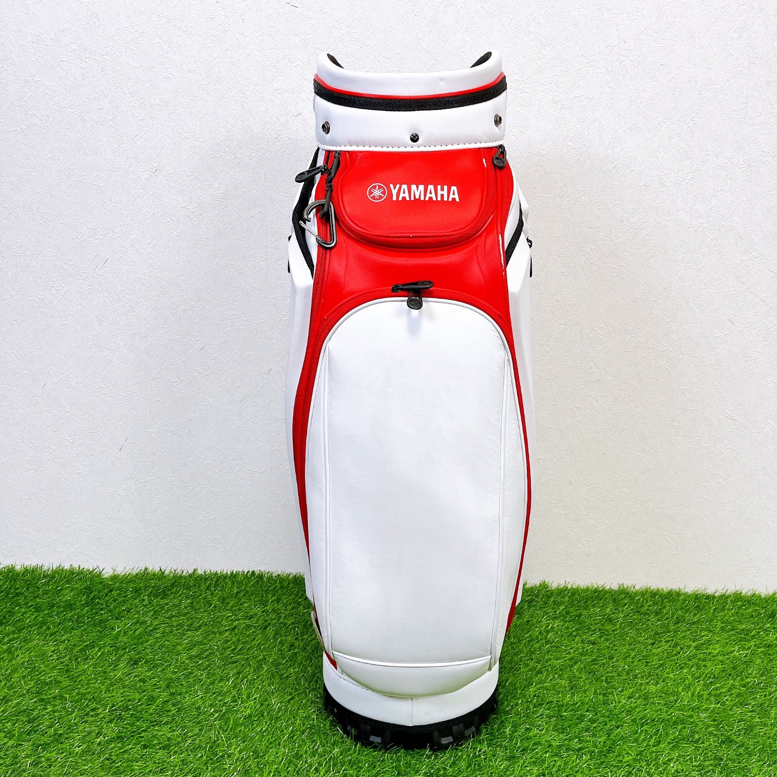 YAMAHA キャディバッグ 白×赤 ヘッドカバー付 ツアー系デザイン ゴルフ