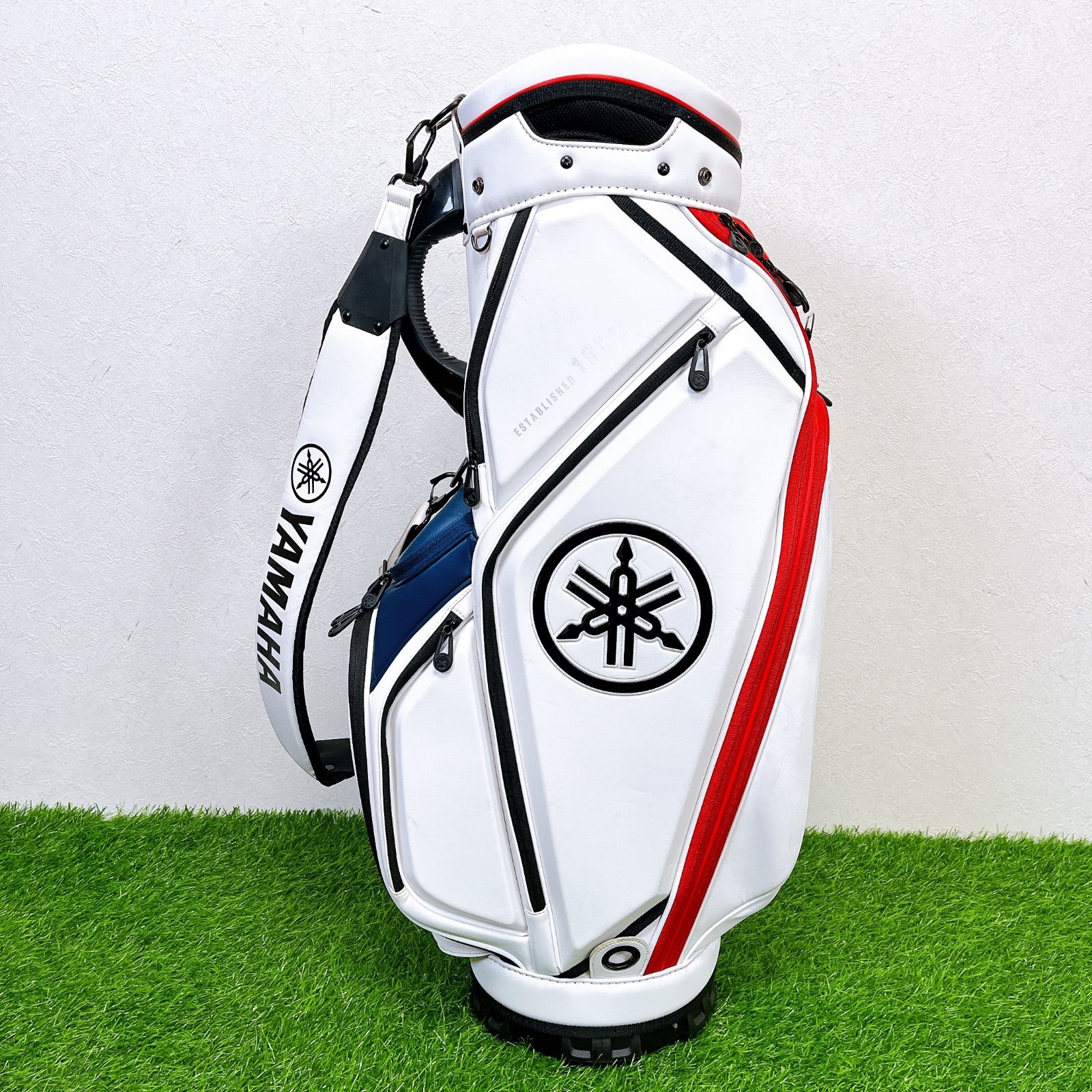 YAMAHA キャディバッグ 白×赤 ヘッドカバー付 ツアー系デザイン ゴルフ