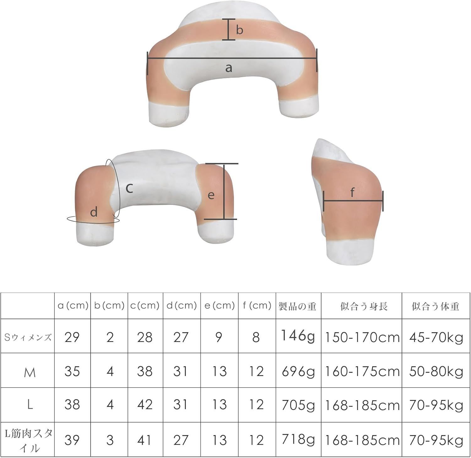 SMITIZEN シリコン製ショルダーパッド マッスル強調 肩幅調整用パッド 太い肩のサポート ボディシェイプ調整 コスプレ向け M