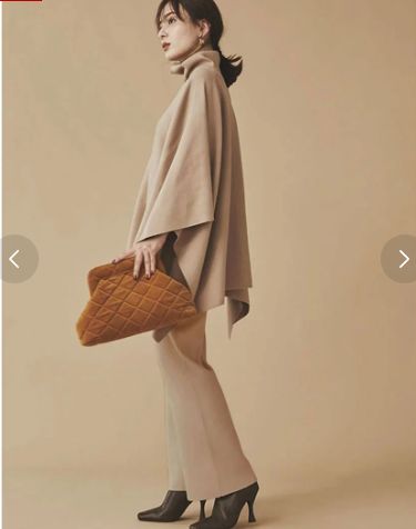 【未使用】anuans ケープニットポンチョ　キャメルベージュ Fサイズ 未使用】anuans ケープニットポンチョキャメルベージュ Fサイズ